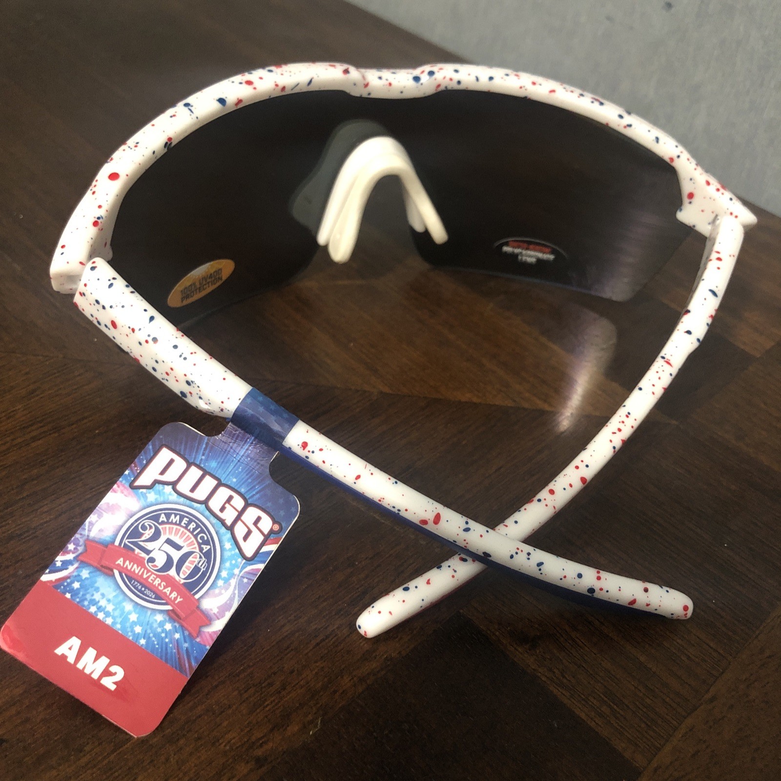 PUGS Sunglasses America 250Th Anniversary Edition ￼Red white￼ blue splatter