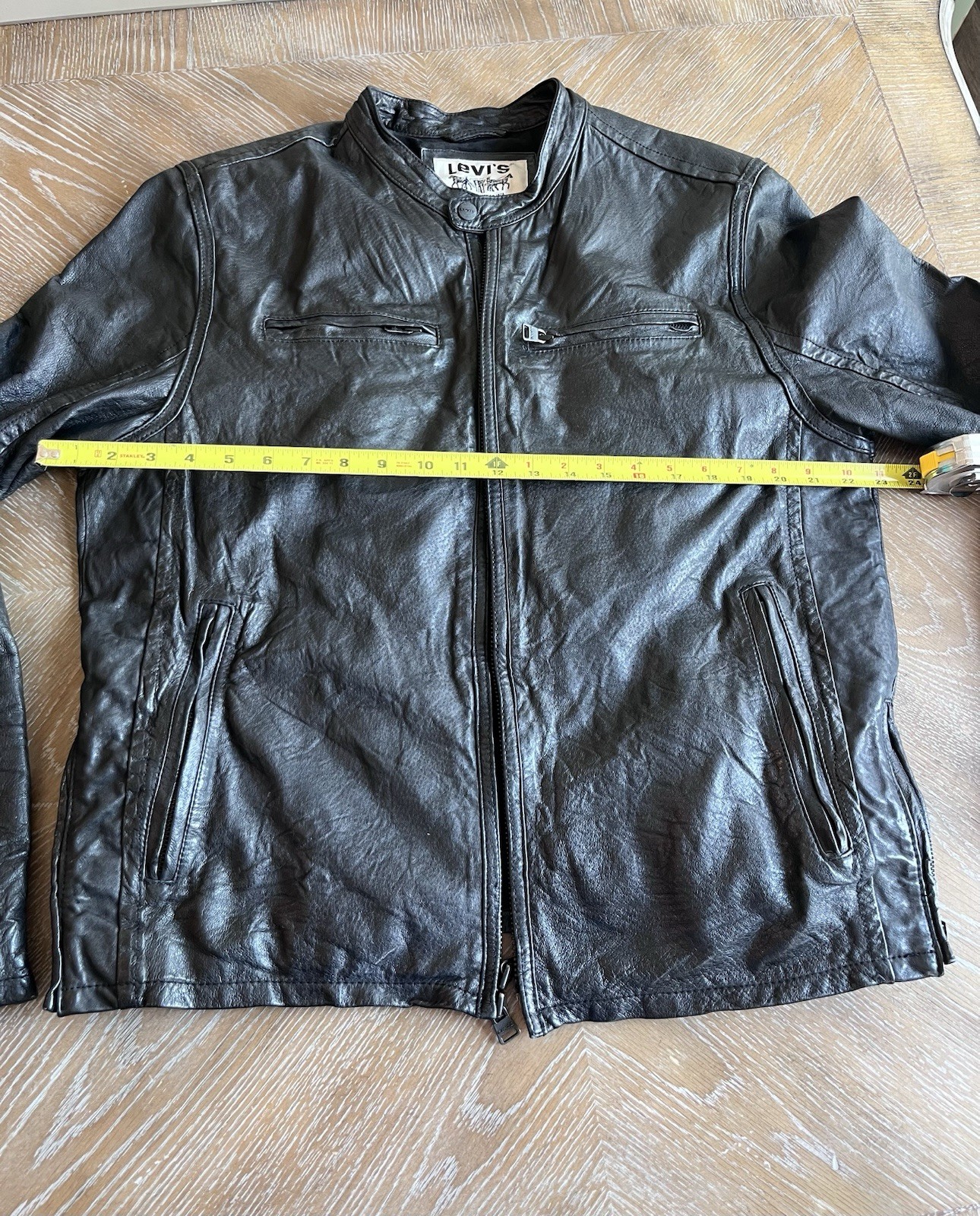 Levi’s Men’s Black Biker Jacket Full Zip Genuine Leather