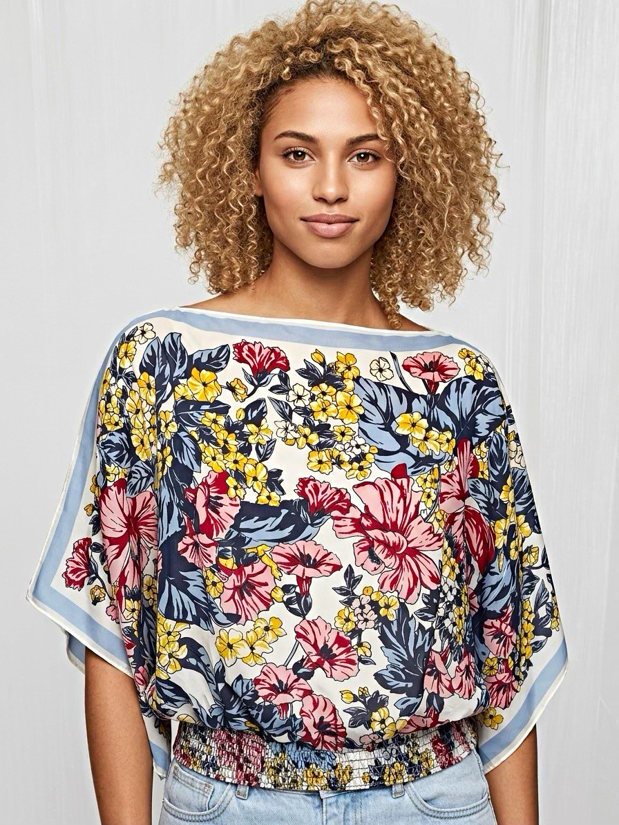 NWT Max Studio Floral Blouse Sheer Design Built-In Tank Top (Size: Small)