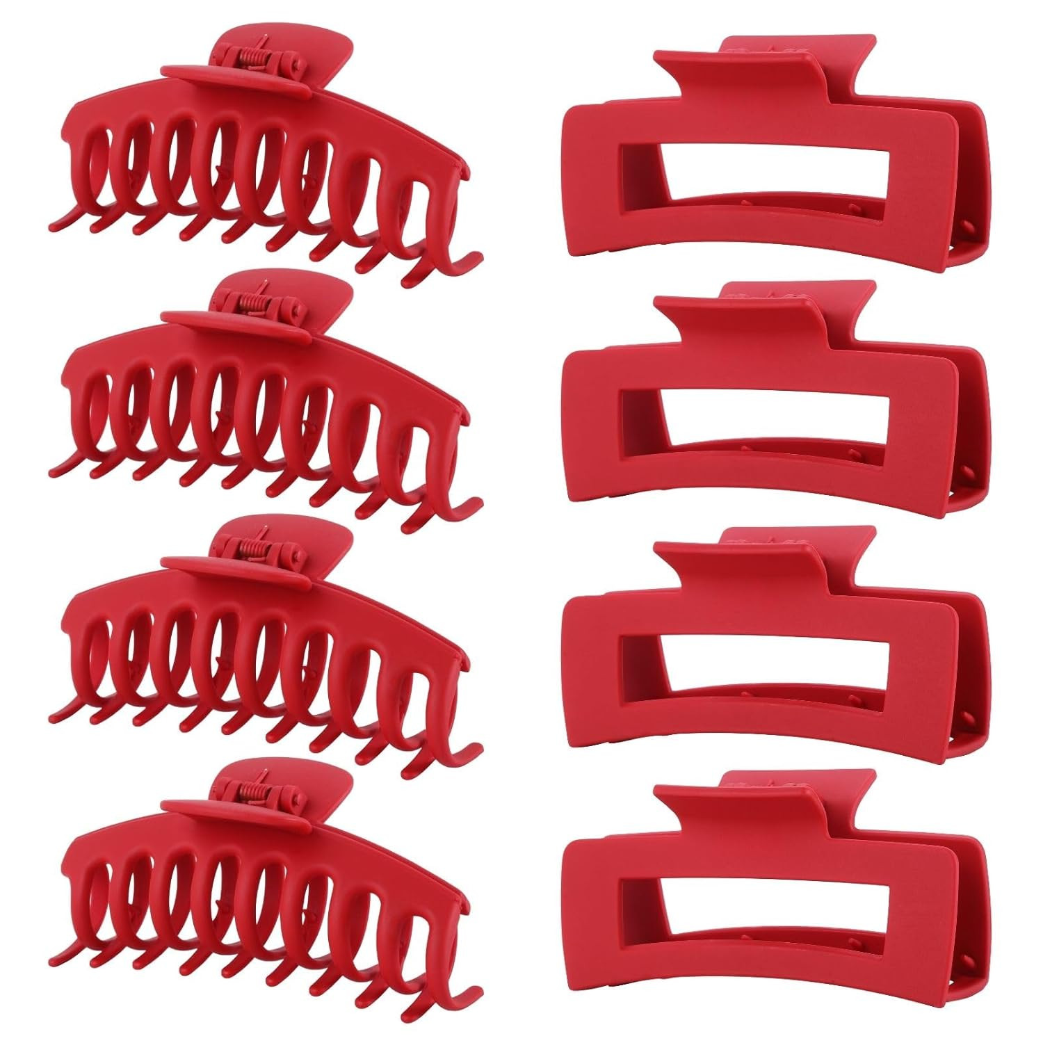 Red Hair Clips for Women – 8 Pack 4.3 Inch Large Hair Claw Clips for Women Thin