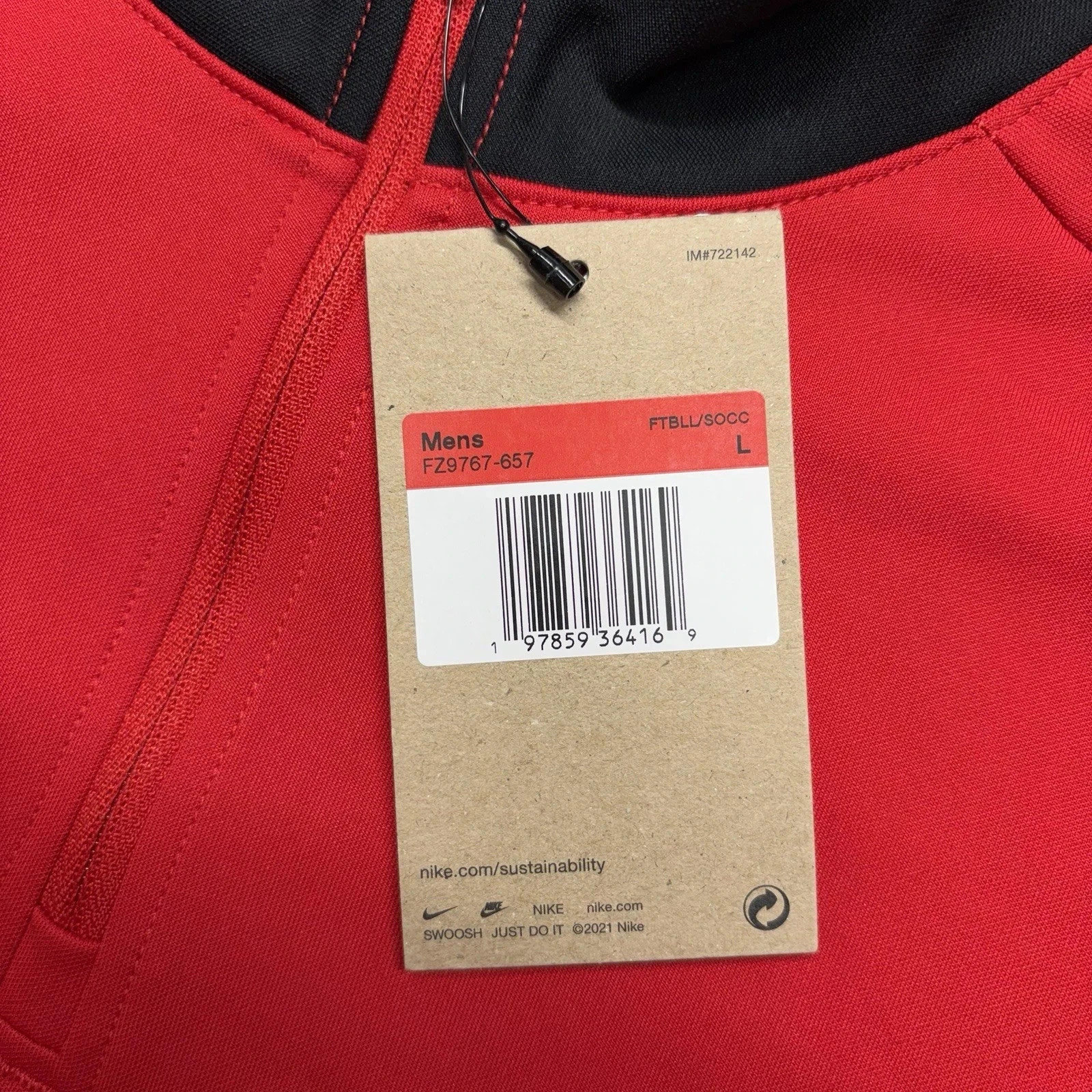 Nike Academy Men’s L Red Black Pullover 1/4 Zip Drill Top Dri-FIT FZ9767 627