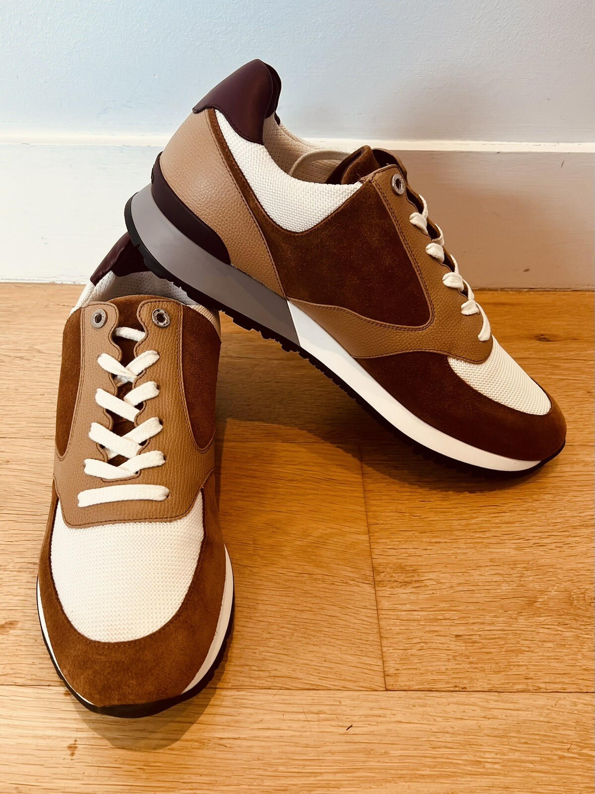 John Lobb Foundry Mens Cognac Suede Trainers Sneakers UK 10.5 EU 44.5 £975 New