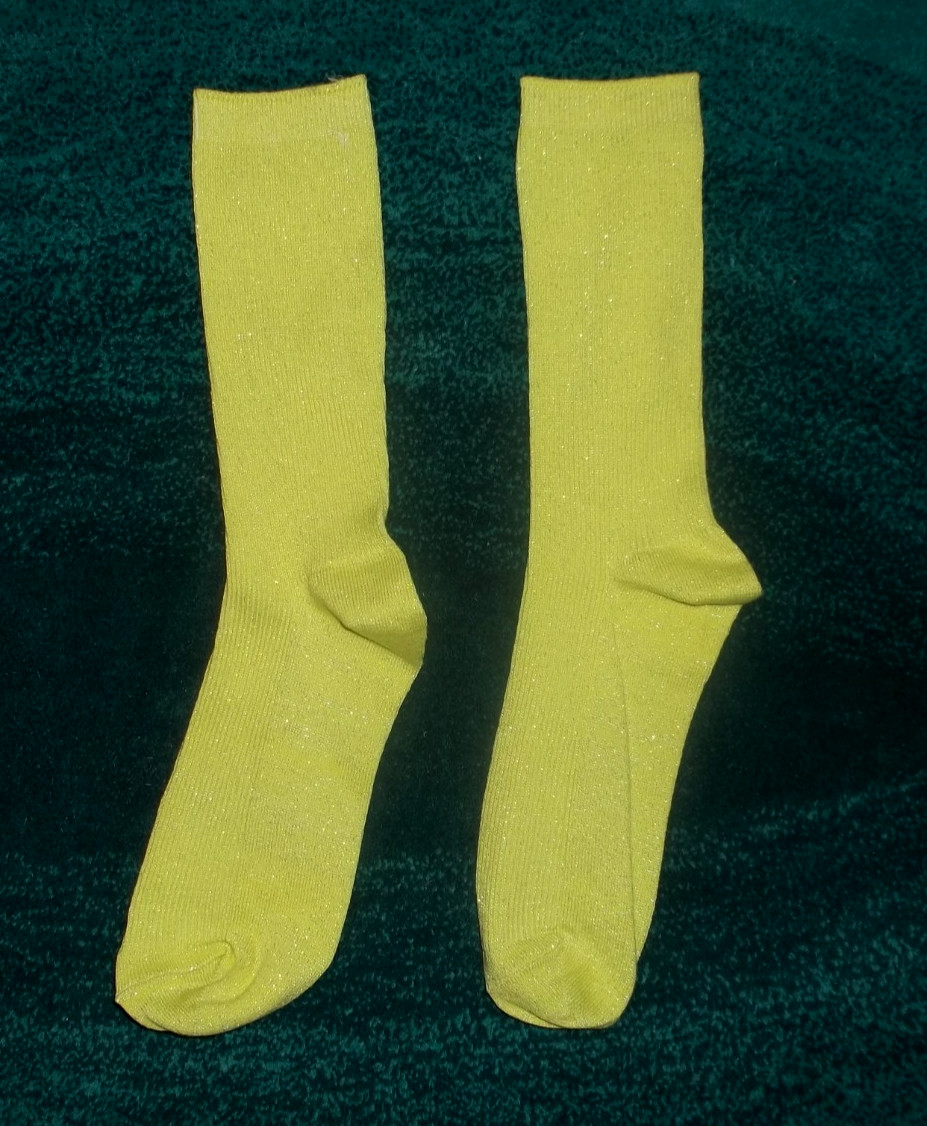1 pair Grinch -y Lime GREEN subtle GLITTER Shimmer Crew SOCKS Womens O/S NWT