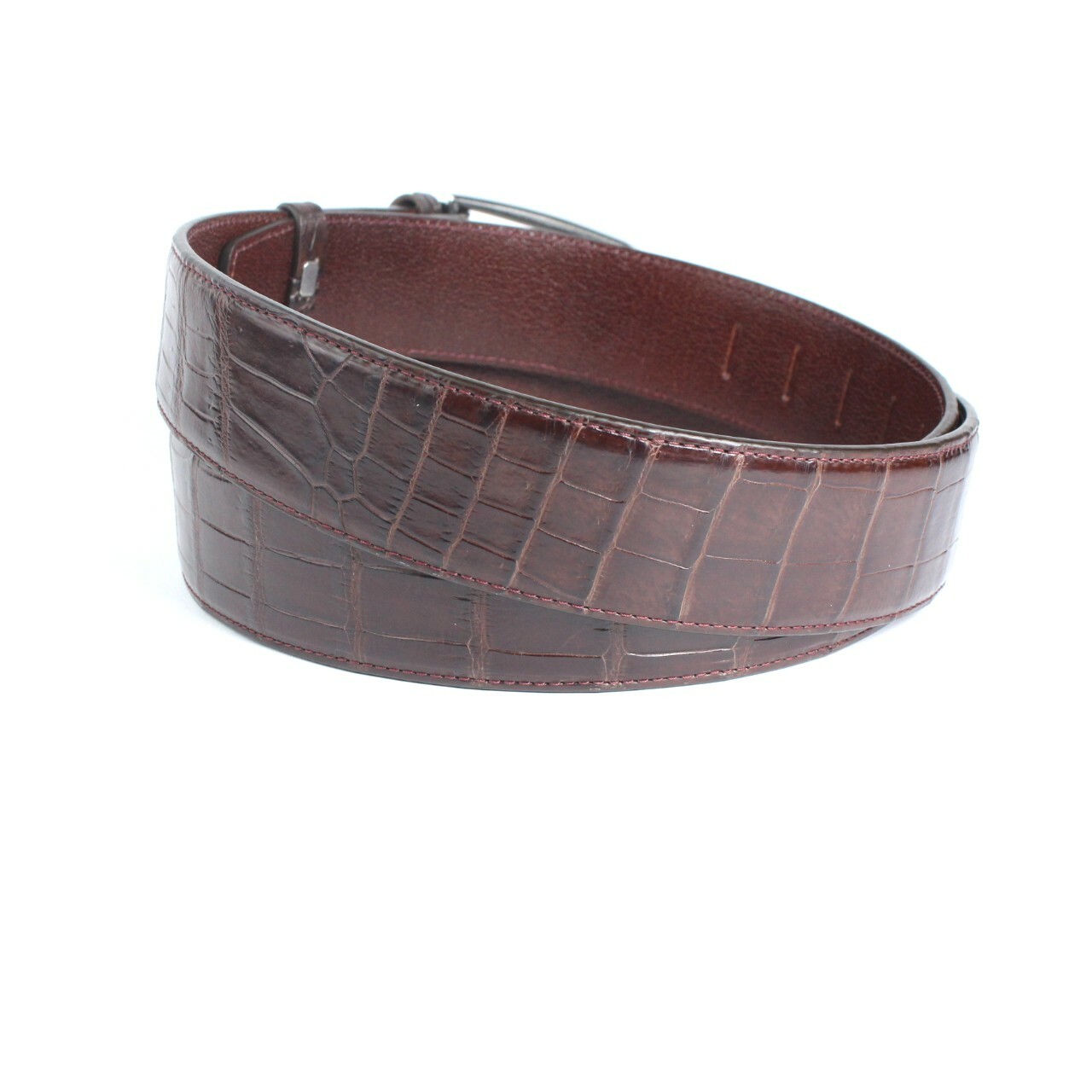 Luxury Dark Brown Real Alligator Crocodile Leather Skin Men’s Belt – W 1.3 inch
