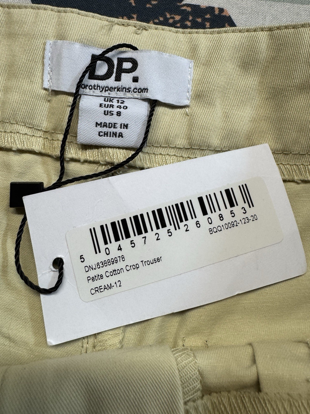 Dorothy Perkins Beige Crop Barrel Leg Chino Trousers Size 12 P BNWT