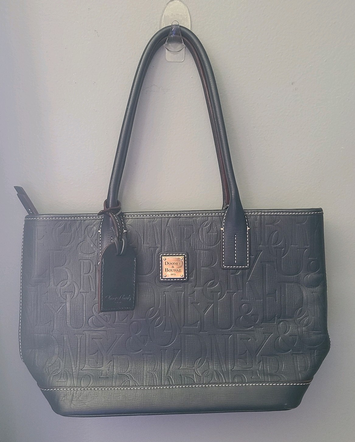 Dooney & Bourke EUC VTG Lexington Russell Black Leather Tote Embossed Pattern