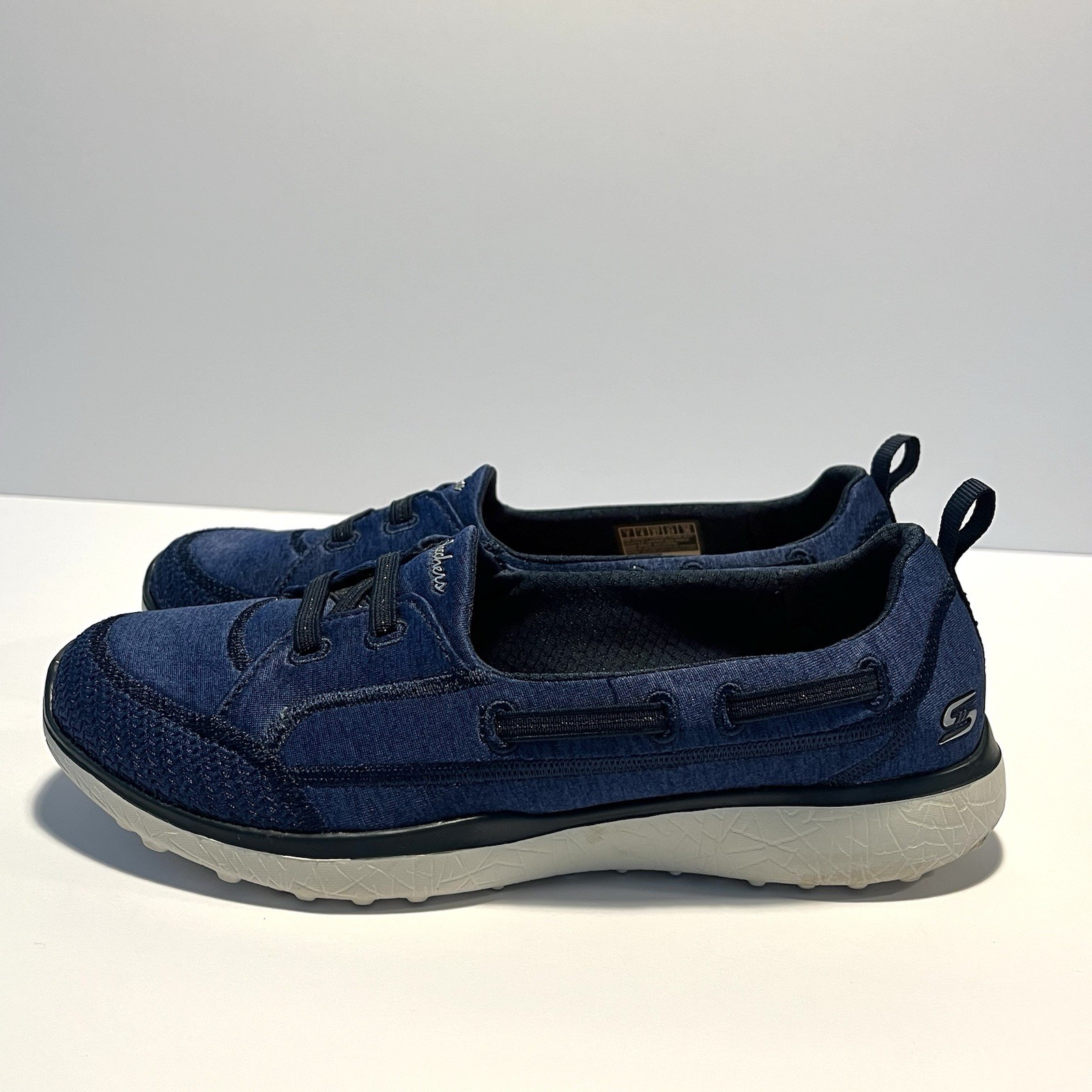 Skechers Shoes Womens 7 Navy Blue Microburst Topnotch Slip On 23317W Memory Foam