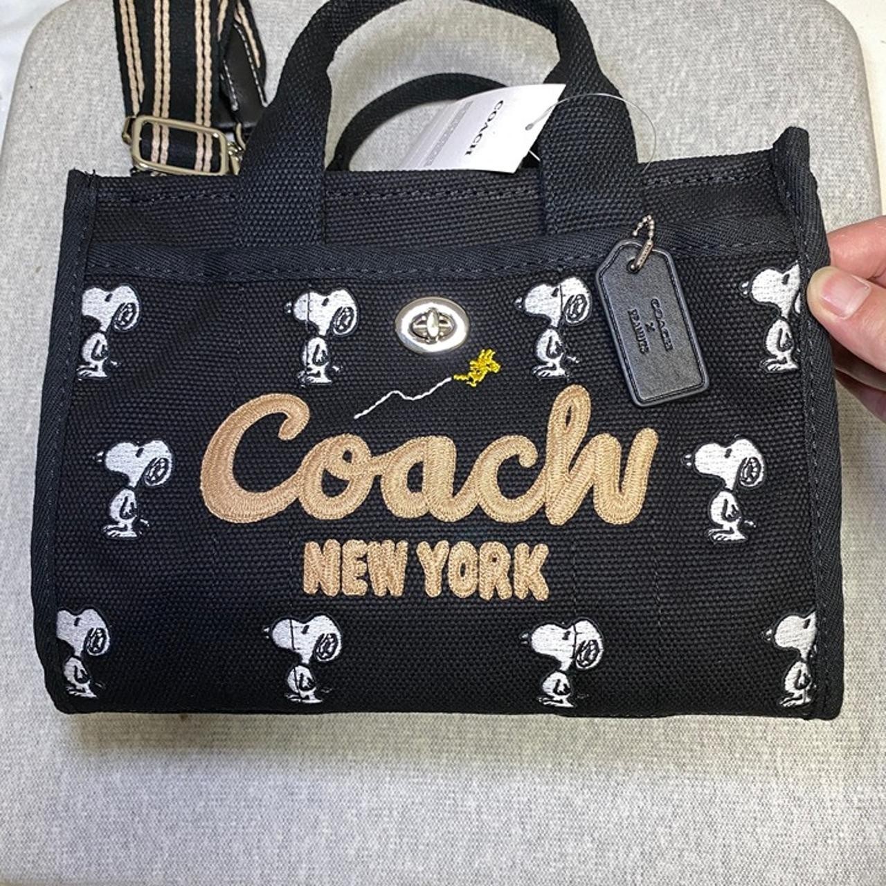 Coach X Peanuts Cargo Tote Bag 26 With Snoopy Print