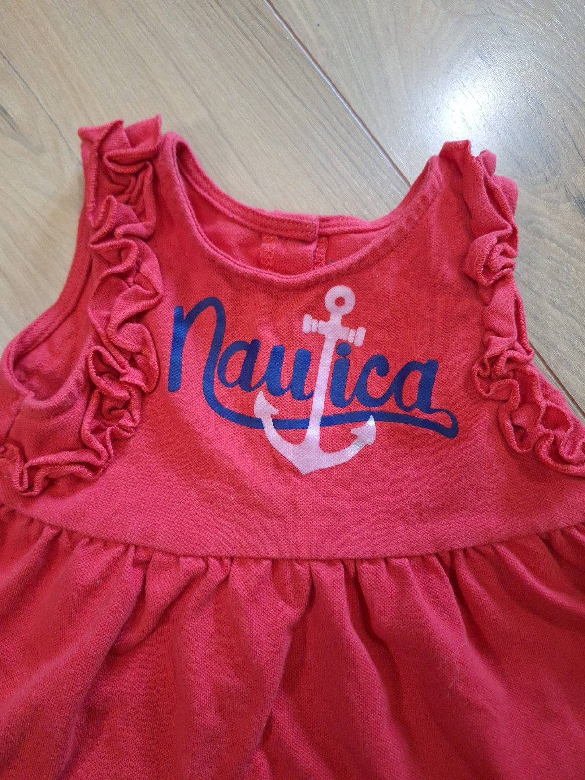 Nautica Girl’s Sleeveless Ruffled Size 4T Red Dress Cotton/Polyester Blend