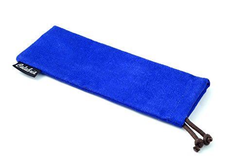 Chamois Drawsting Eyeglass Case/Cleaning Pouch in Blue C-347 6.25″ X 2.5″Inch