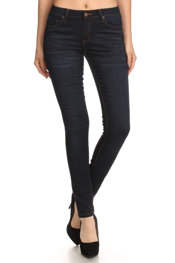 Aphrodite Mid Rise Skinny Jeans with pockets for women 1071-BLUE