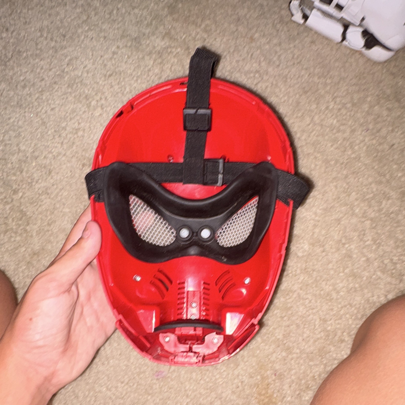 Spider-Man Kids Full Face Plastic Mask, Red/Black/White, Adjustable, One Size