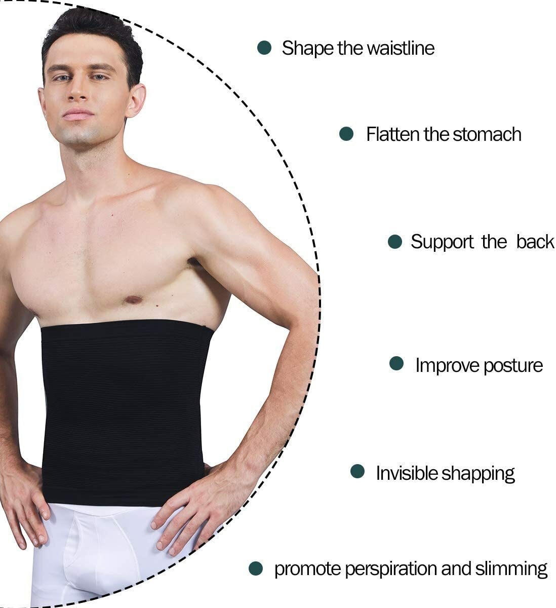 Men’s Compression Elastic Waist Trainer Clincher Girdle Weight Loss Body Shaper