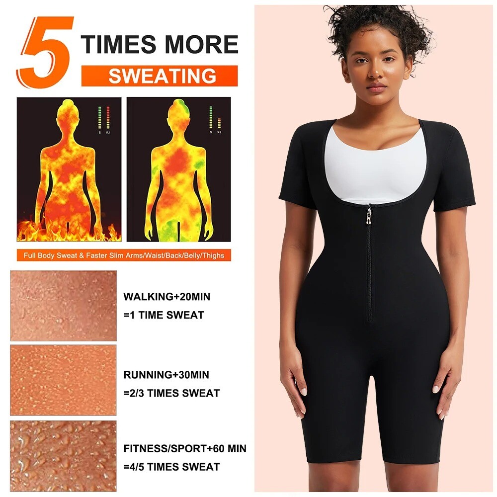 Women Body Shaper Sweat Sauna Suits Slimming Jumpsuit Sports Bodysuits Shapewear