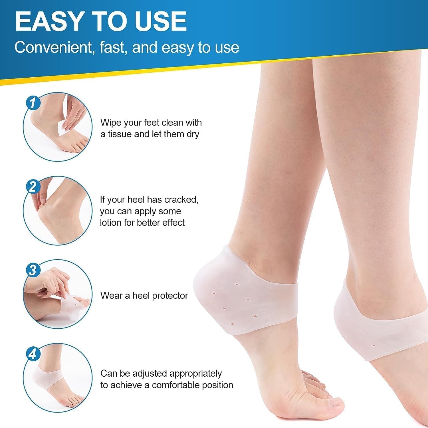2 Pairs Silicone Heel Protectors for Shoes – Slim Gel Heel Sleeves for Bliste…