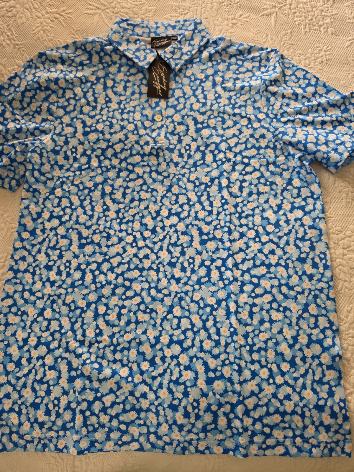 Sunday Swagger Maldives Men’s Medium Polo Shirt Short Sleeve Performance Floral