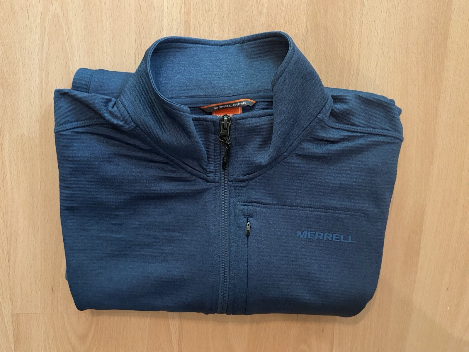 Merrell 1/4 Zip Pullover Mens XXL Blue Grid Fleece Performance Hiking Jacket