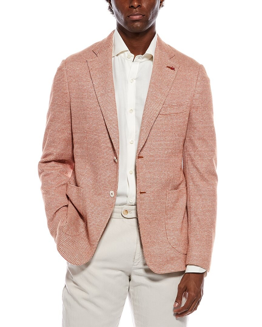 Isaia Linen-Blend Jacket Men’s Red 48