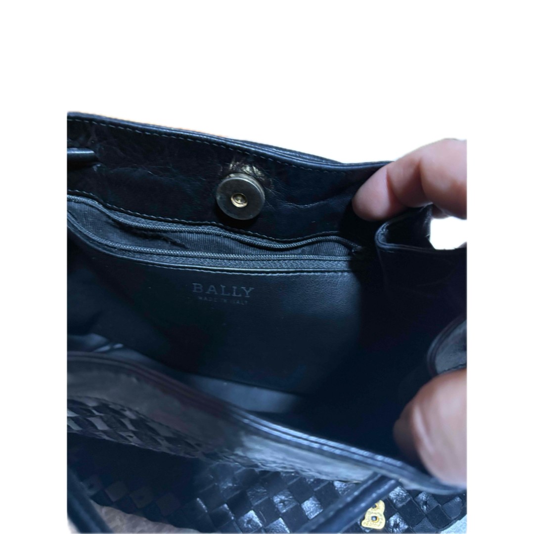 BALLY Shoulder Bag Leather Black Size: W:9.8 × H:7.9 in.