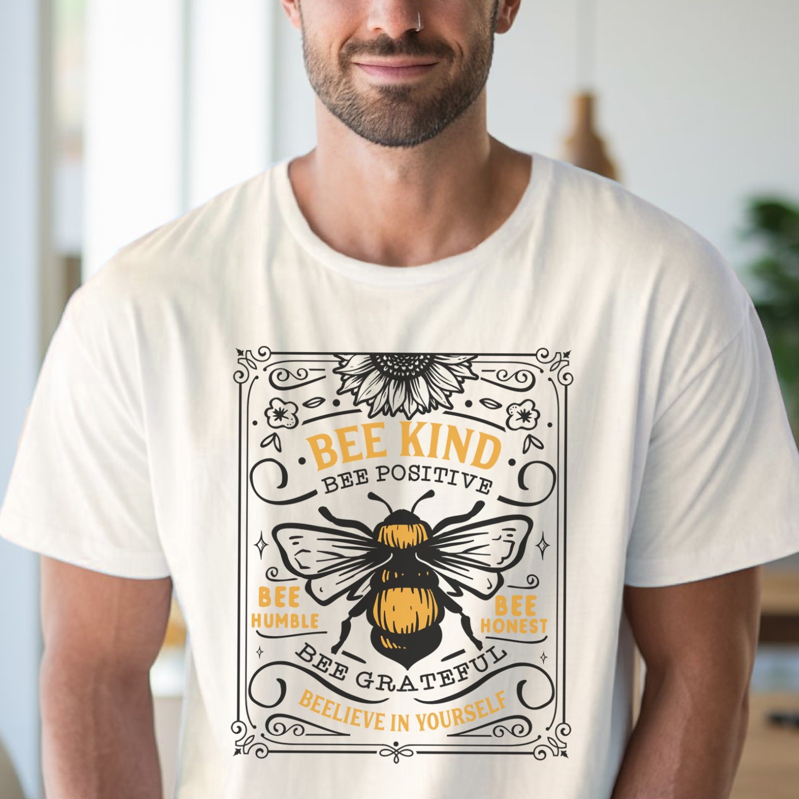 Bee Kind Grateful Humble Positive Shirt Inspirational Sunflower Bee Tee