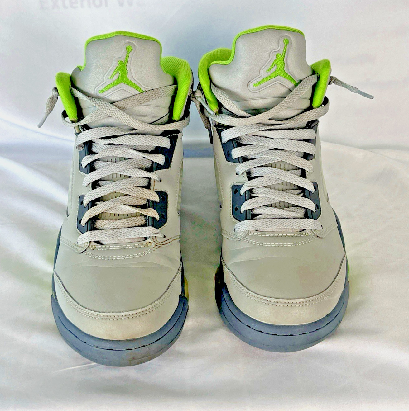 Jordan 5 Retro Green Bean Grey Leather Sneakers Size 8.5 DM9014-003