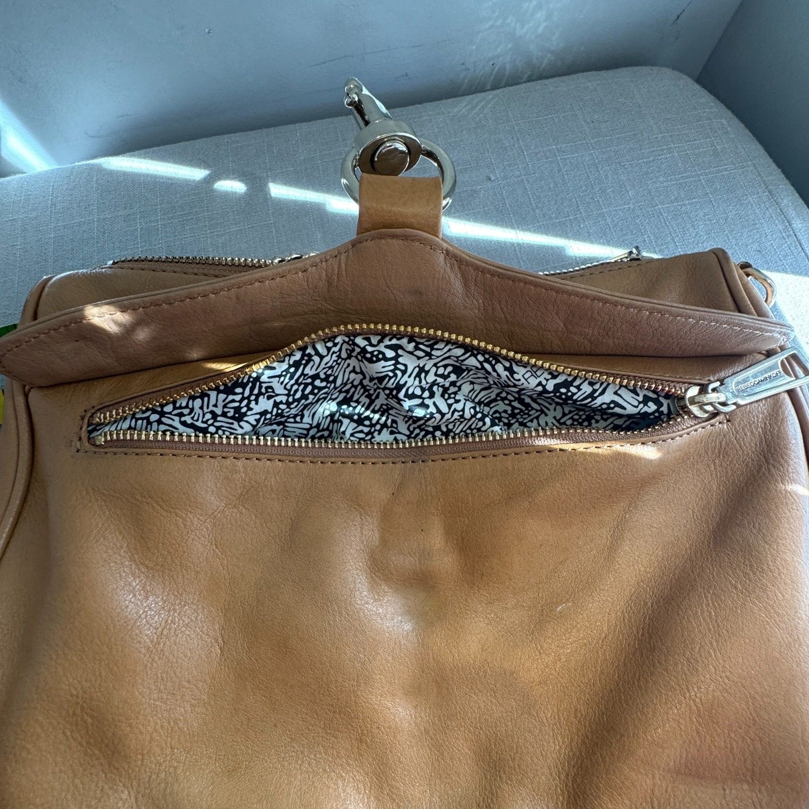 Rebecca Minkoff MAC Crossbody Bag Tan Leather Studded Chain Strap