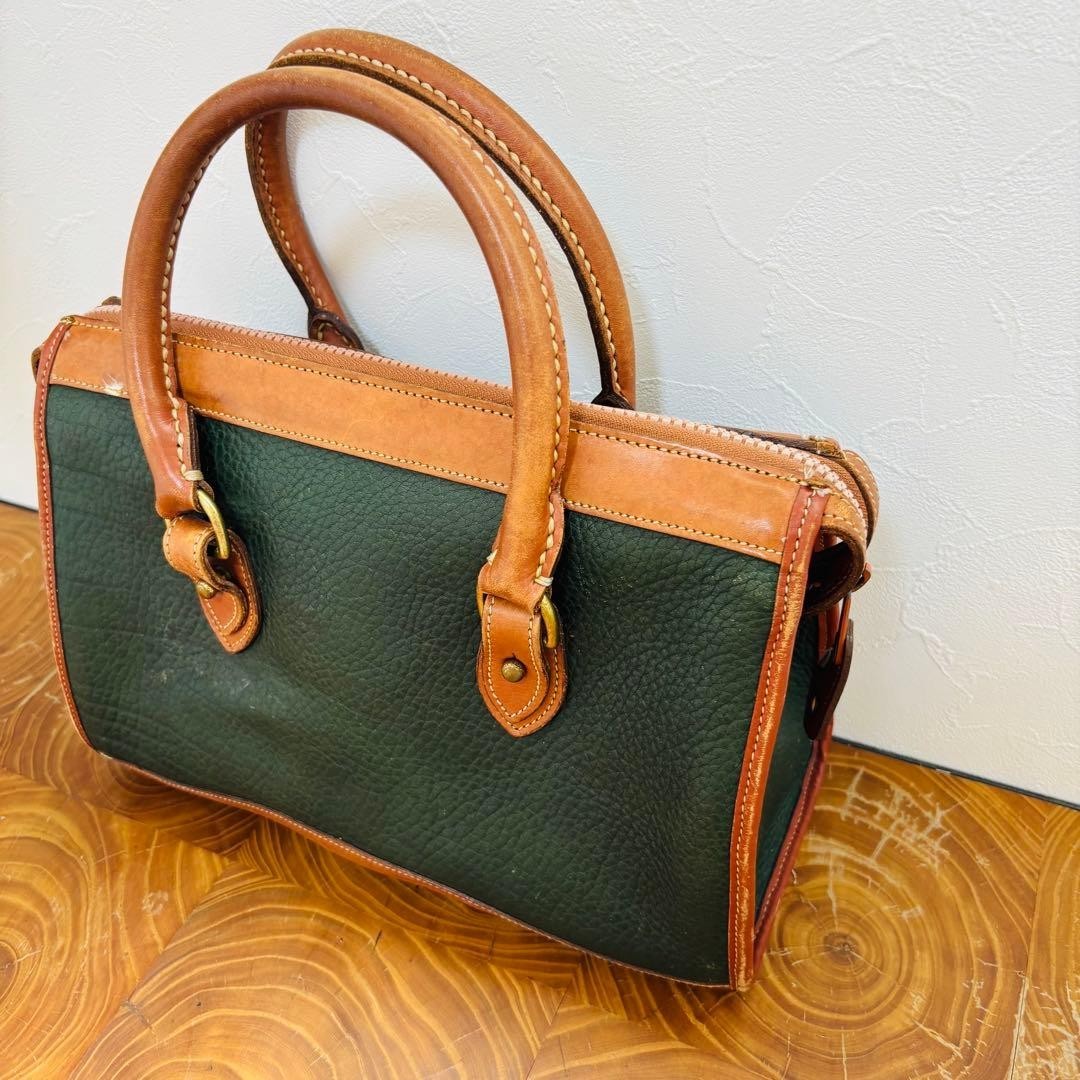 Dooney & Bourke Mini Boston Bag Green US 11.6in Pebbled Leather Vintage Japan