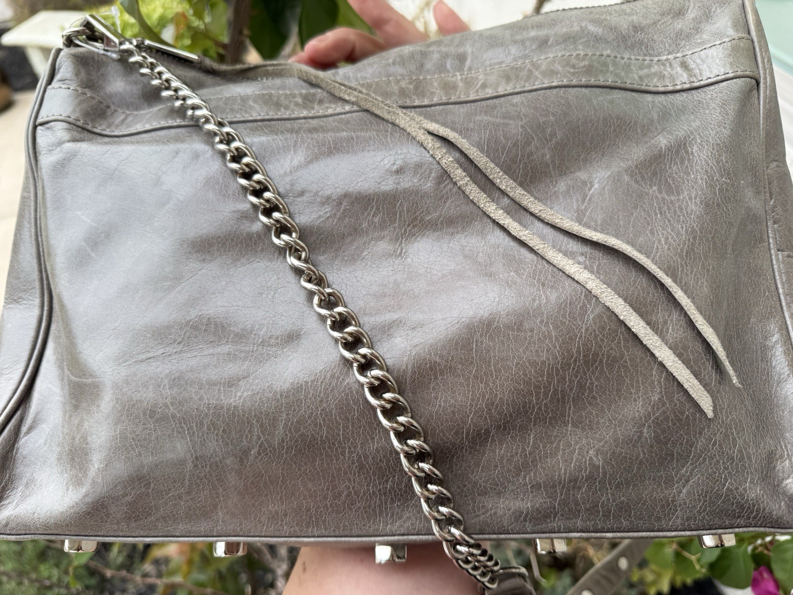 Rebecca Minkoff Classic Taupe Leather Large Crossbody / Clutch Mac Daddy 13 X10!