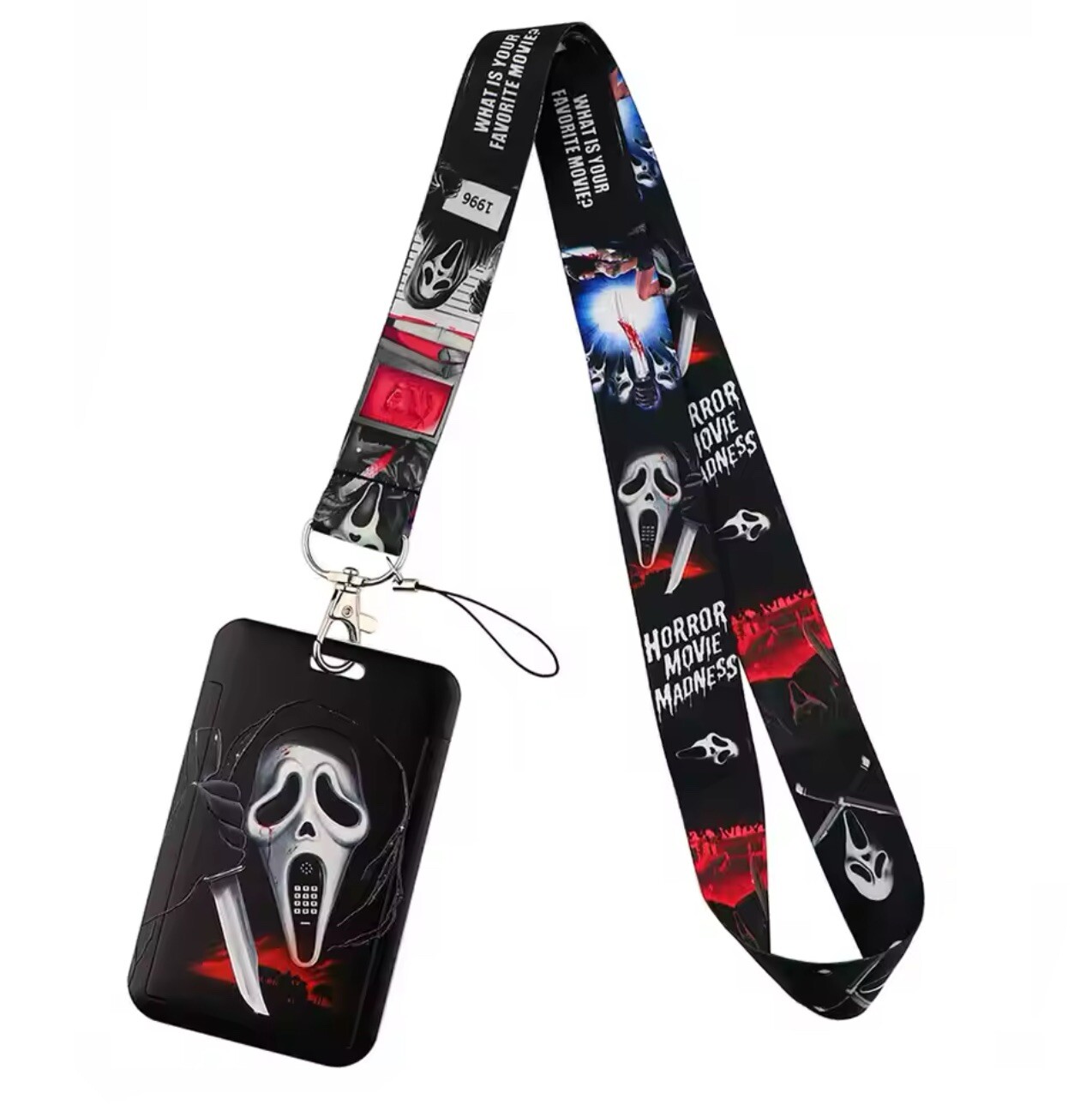 Halloween🎃Scream Classic Horror Movie Ghost Face Mask Lanyard With ID Holder