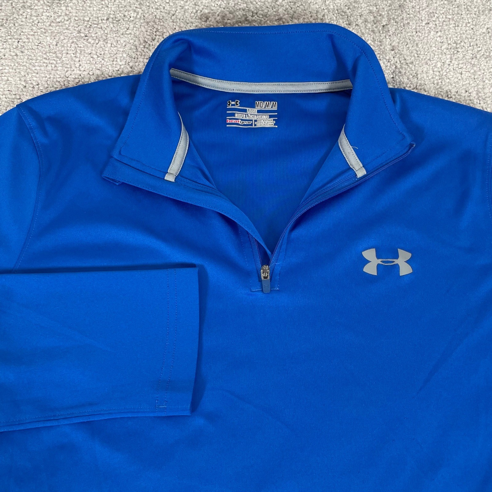 Under Armour 1/4 Zip Pullover Mens Medium Loose Fit Heat Gear Performance Blue