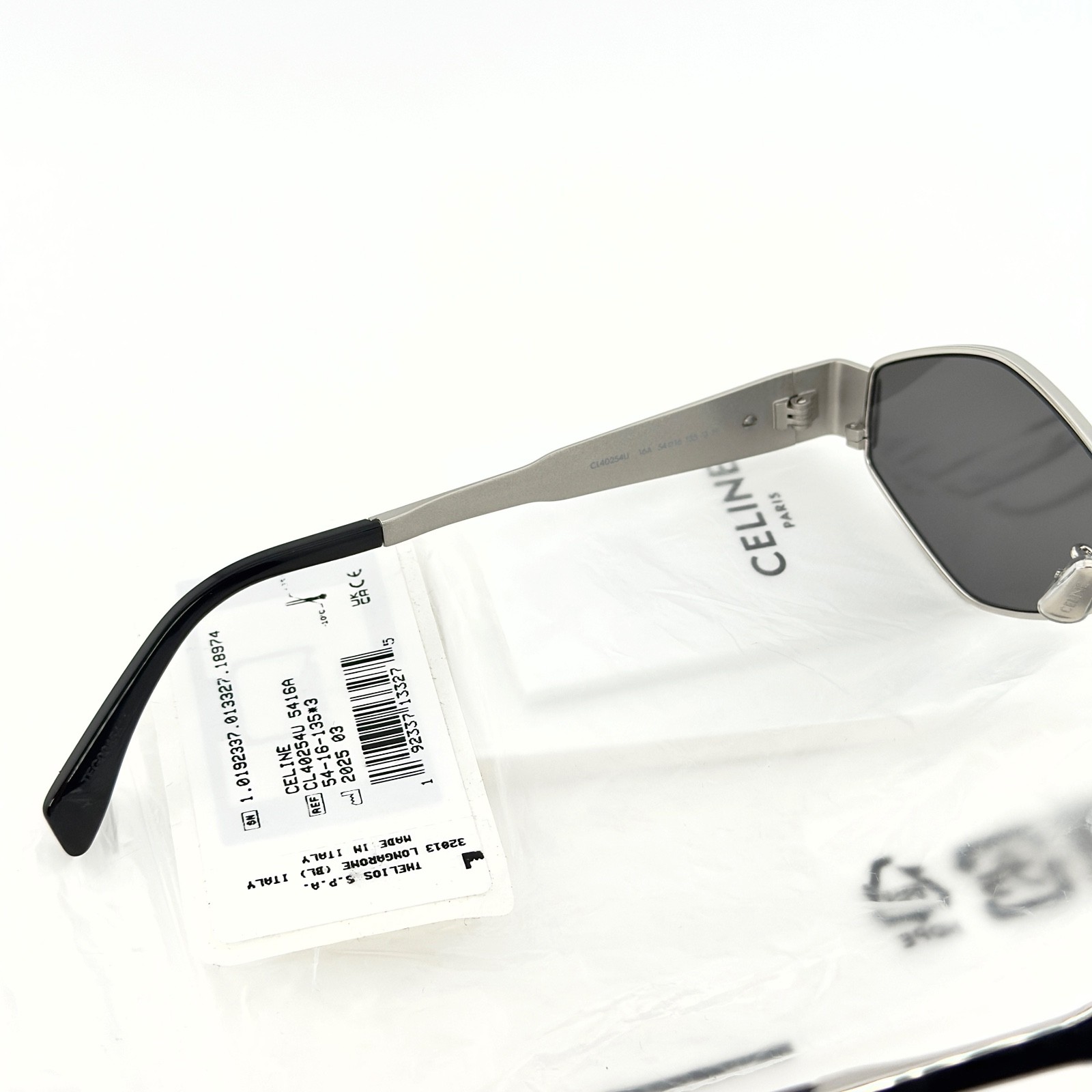 CELINE CL40254U 40254 METAL TRIOMPHE Silver Gray Oval Unisex Sunglasses 16A