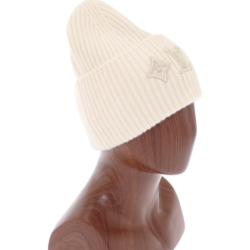 LOUIS VUITTON M77873 S Knit cap Bron/white Women