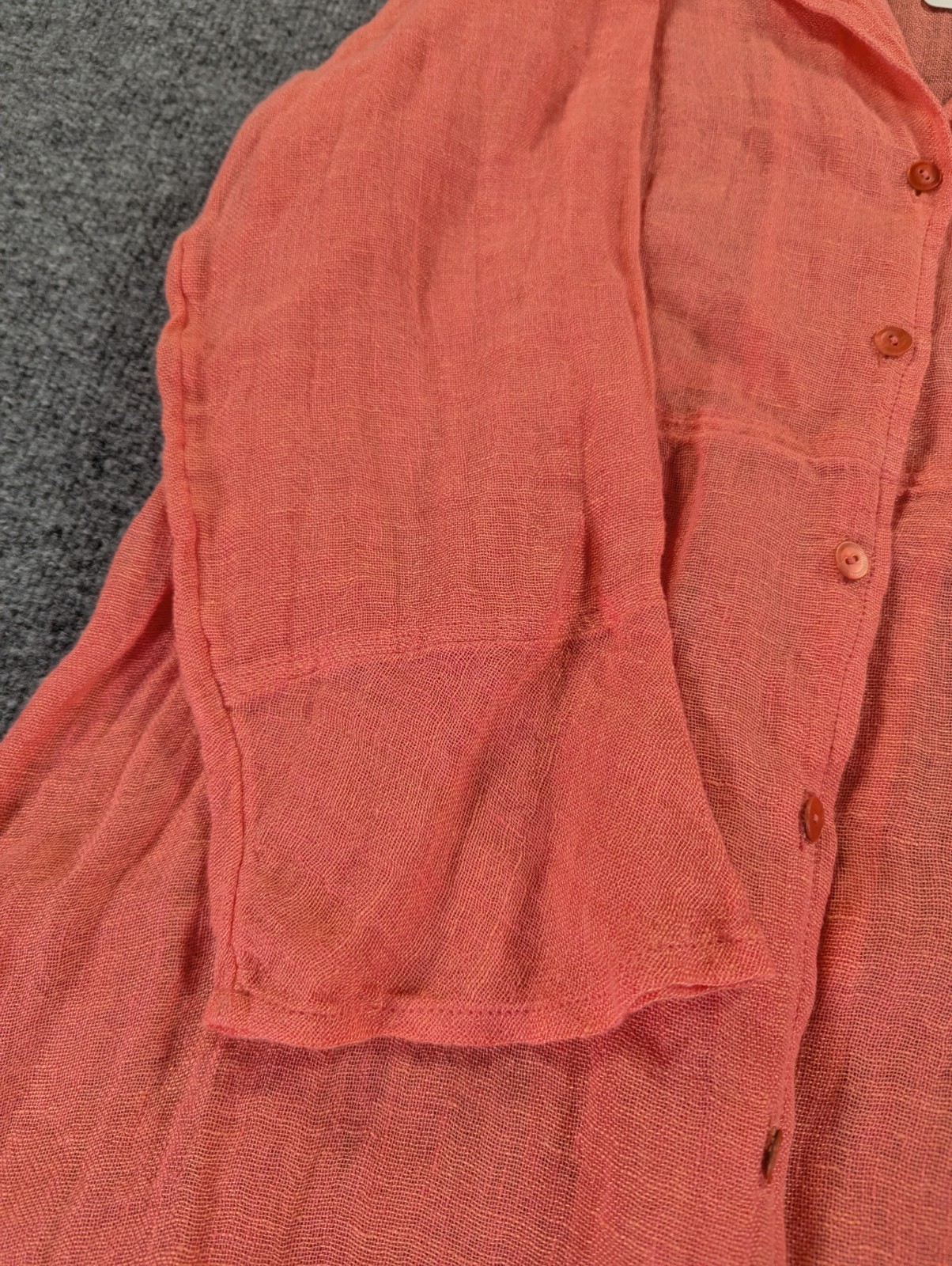 NEW! Eileen Fisher Linen Gauze Duster/Dresse Knee Length Women’s Sz Med Begonia