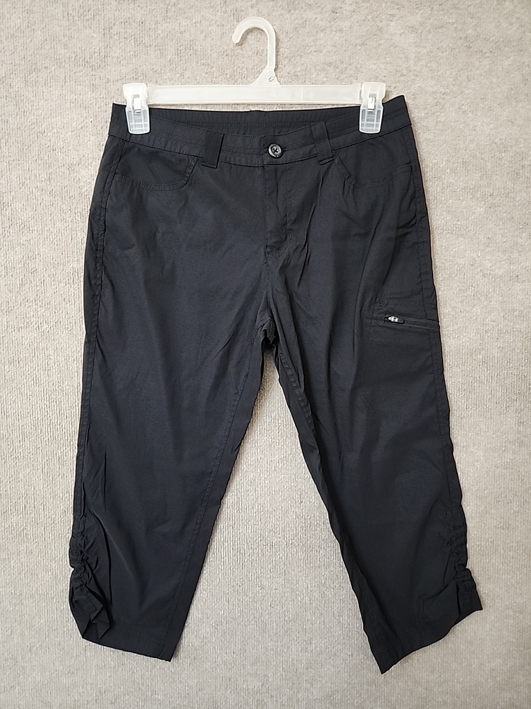 Eddie Bauer Capri Pants Womens 8 Black Nylon Rainier Hiking Camping Outdoor