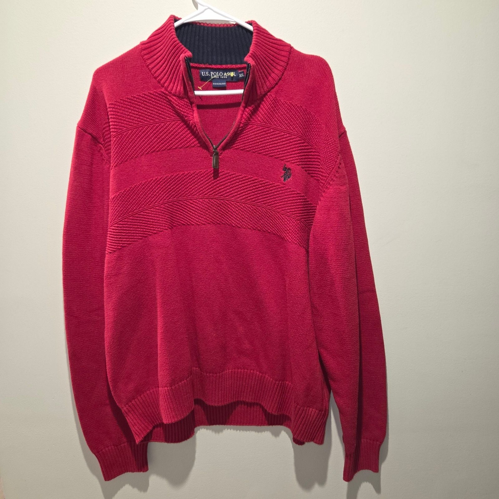 U.S. Polo Assn. Men’s Red Quarter Zip Knit Pullover Sweater Size XXL
