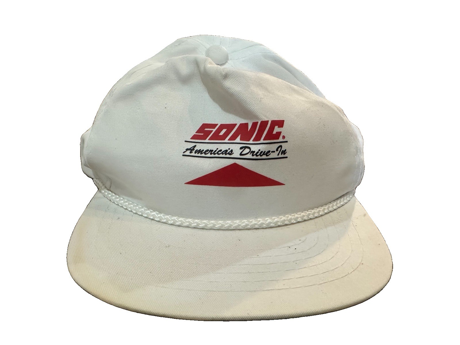 VTG Sonic America’s Drive-In Rope Hat Cap White Snapback That Hat Made Korea