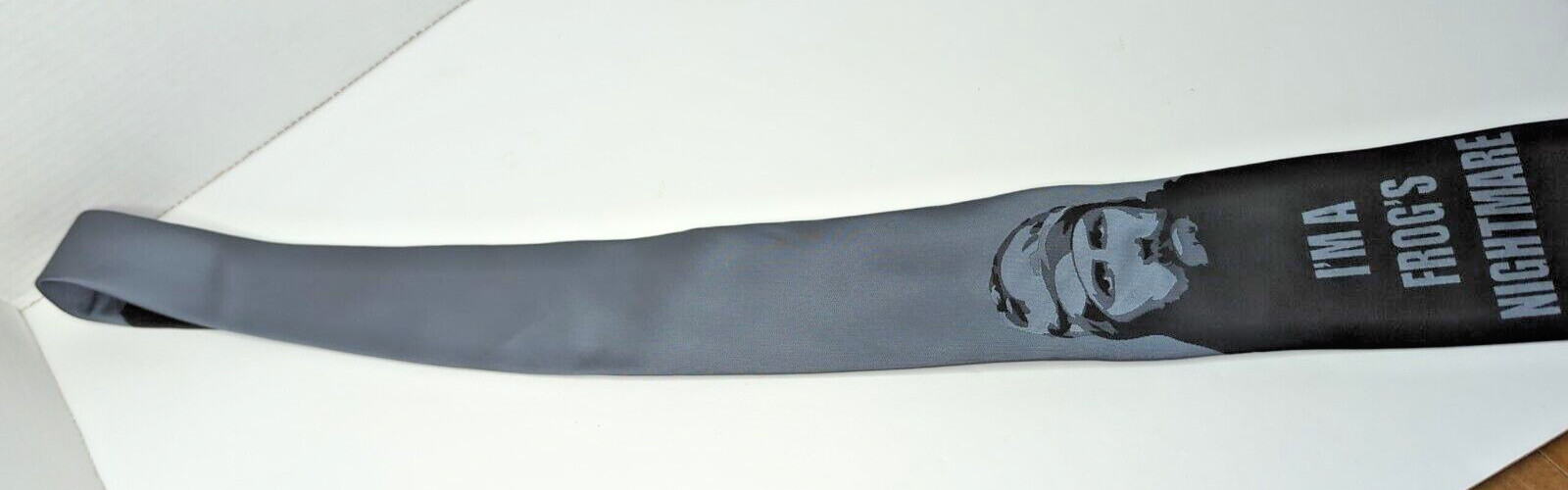 Duck Dynasty Jase Robertson I’m a Frog’s Nightmare Neck Tie Gray Black Pointed