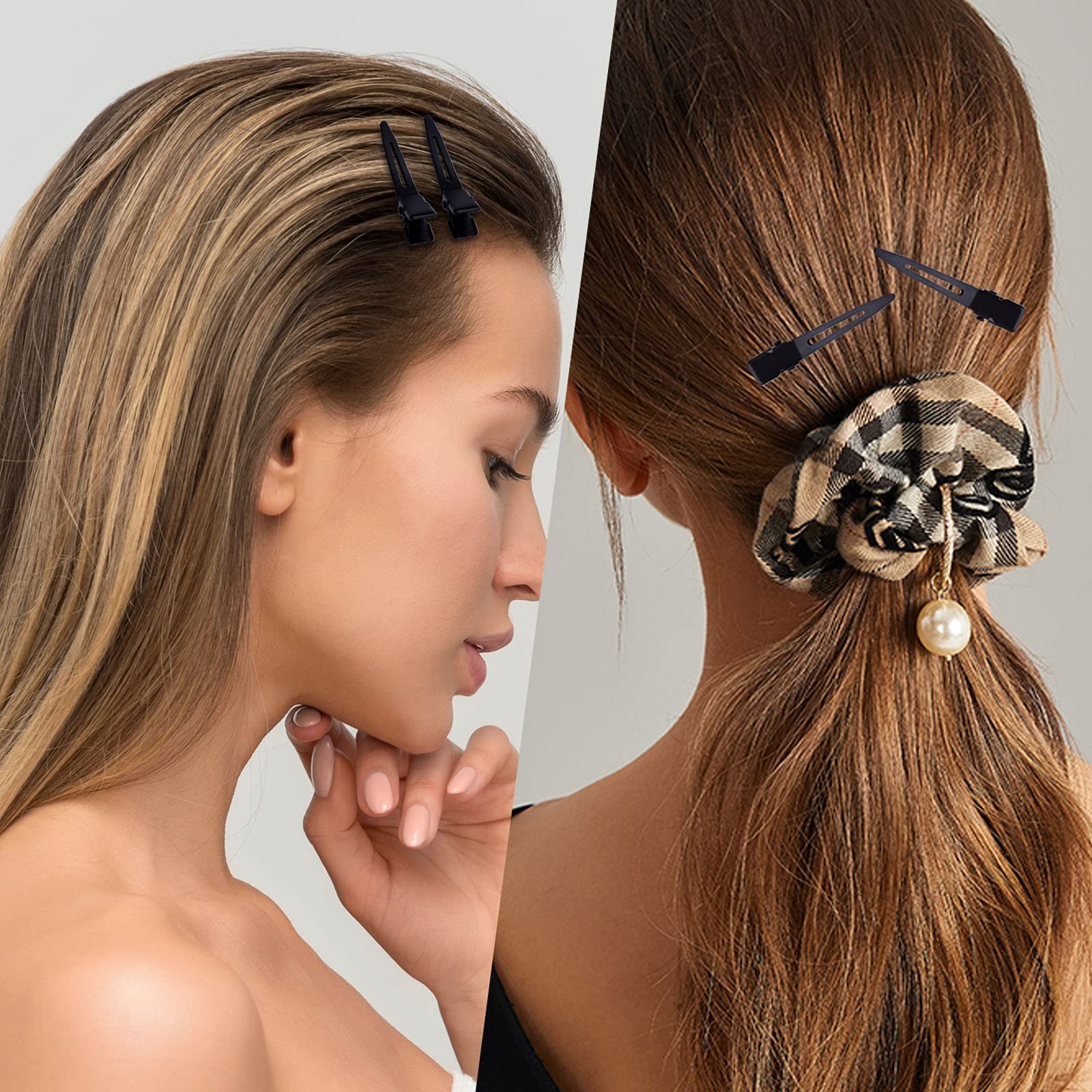 100 PCS 4.5×0.8 cm Black Single Prong Metal Alligator Curl Hair Styling Clips