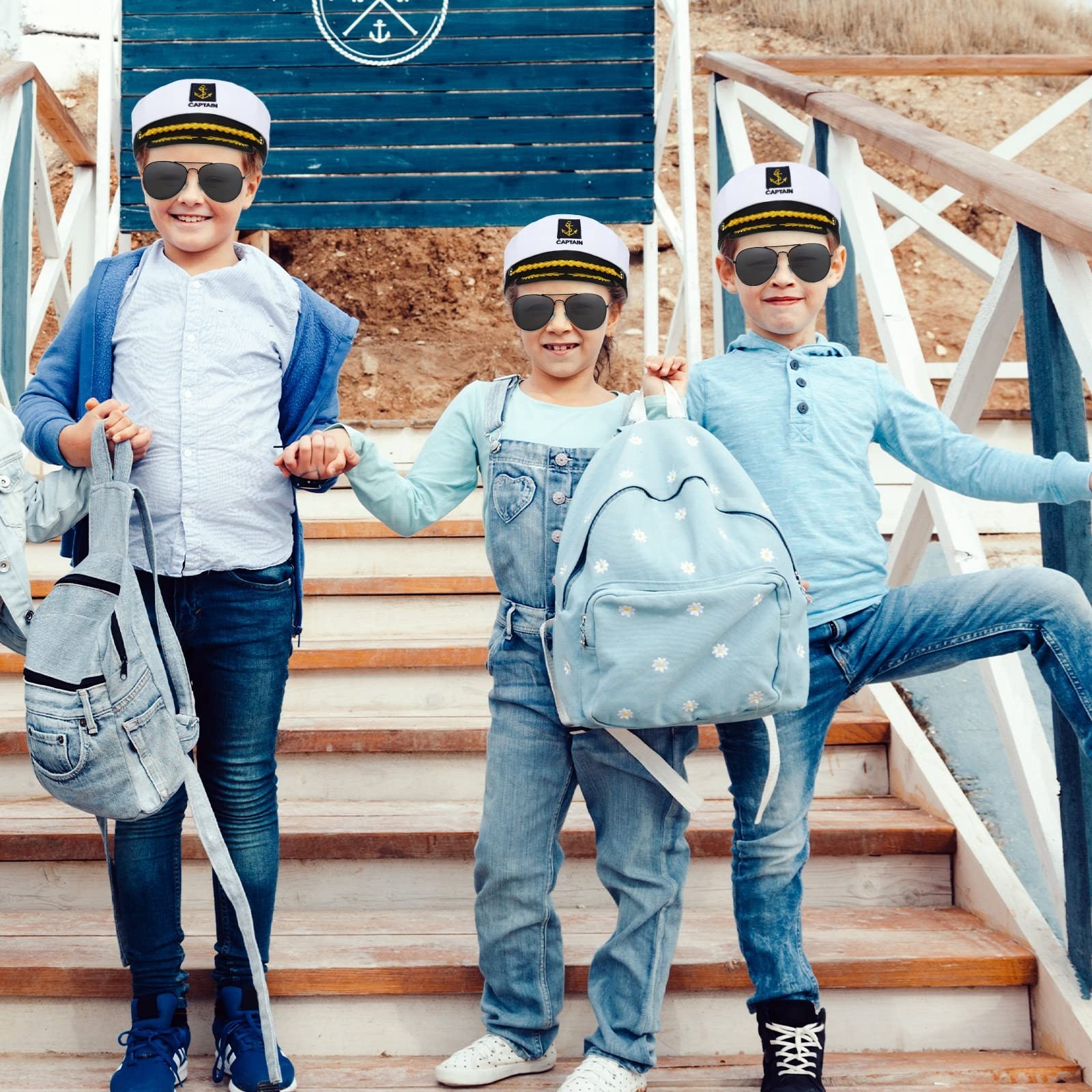 Hercicy 12 Pieces Yacht Captain Hat Sailor Ship Costume Set Adjustable White …