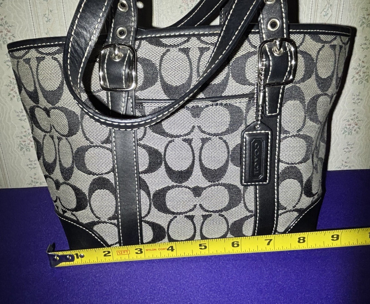 Vintage Coach Y2K Era Monogram Mini Tote 2002 F2J-6043 Signature Canvas Black