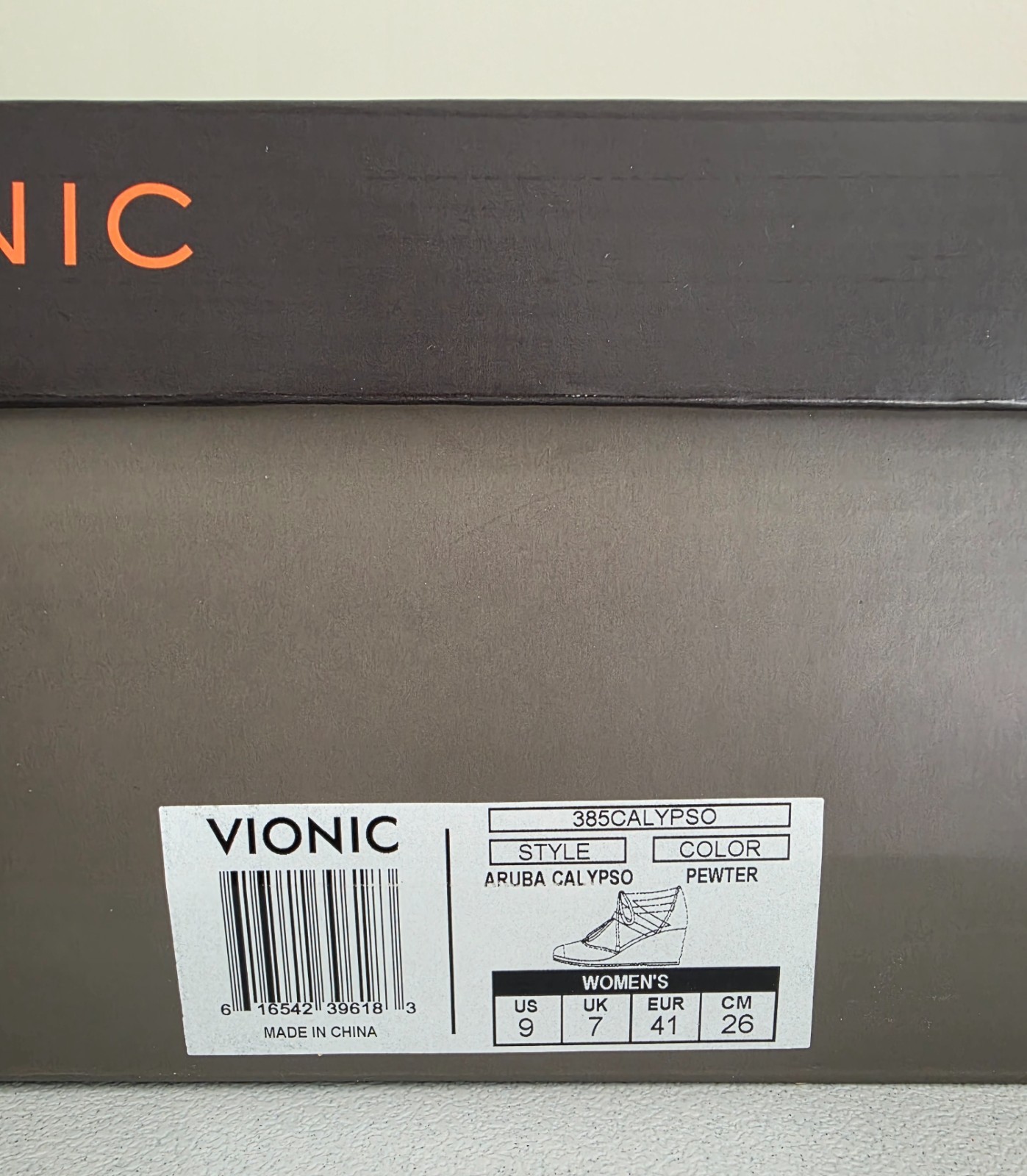 VIONIC Aruba Calypso Orthotic Lace Up Espadrilles Wedge Pewter Size 9 NEW IN BOX