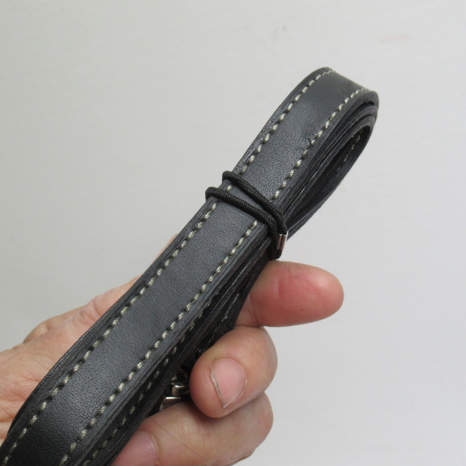 Shoulder Handbag Replacement Strap Black Leather Silver Tone Lobster Clips 43in