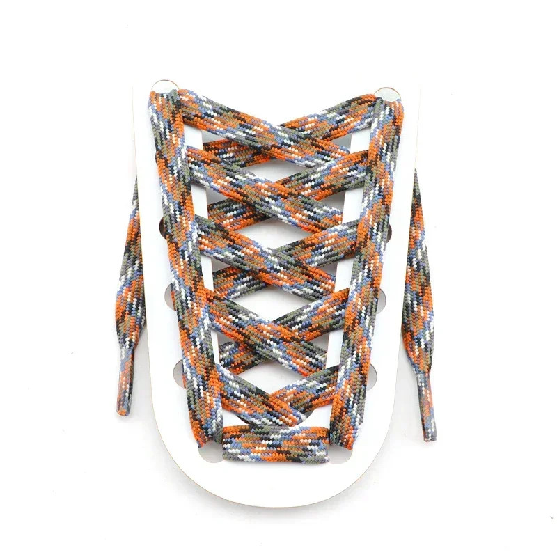 1 Pair Rainbow Shoelace Colorful Striped Shoe Laces for Woman Man Width 1CM Flat