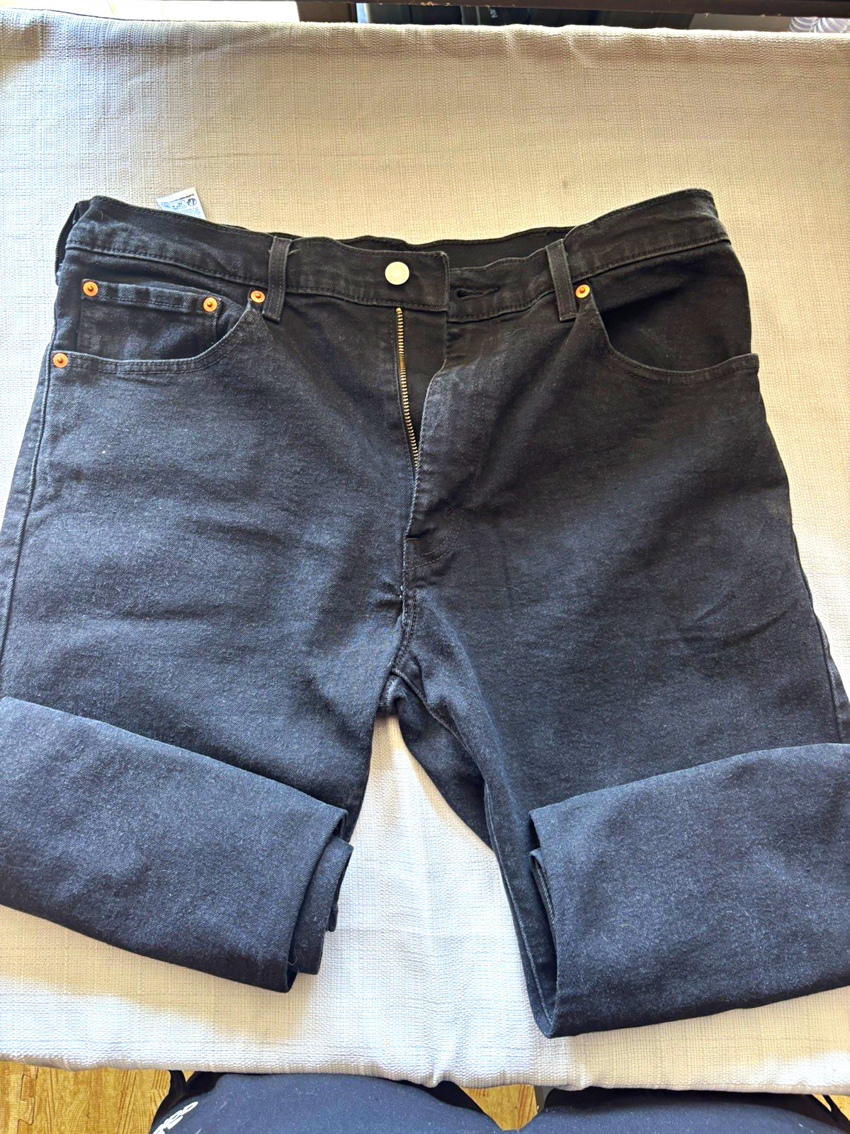 Levi’s Authentic Men’s Black Dark Wash Denim Bootcut Stretch Jeans Long W36 L32