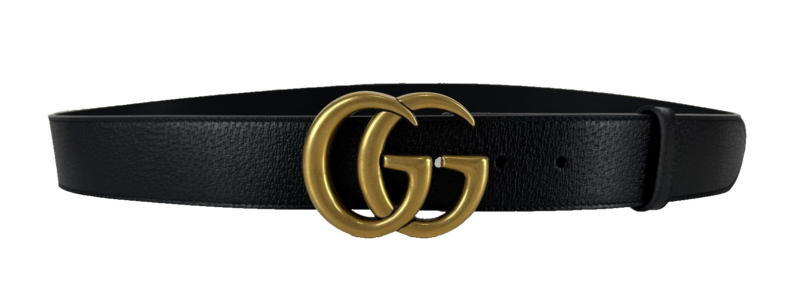 Gucci New Auth 105 cm 42 in Black Leather Gold GG Marmont Belt Dust Bag