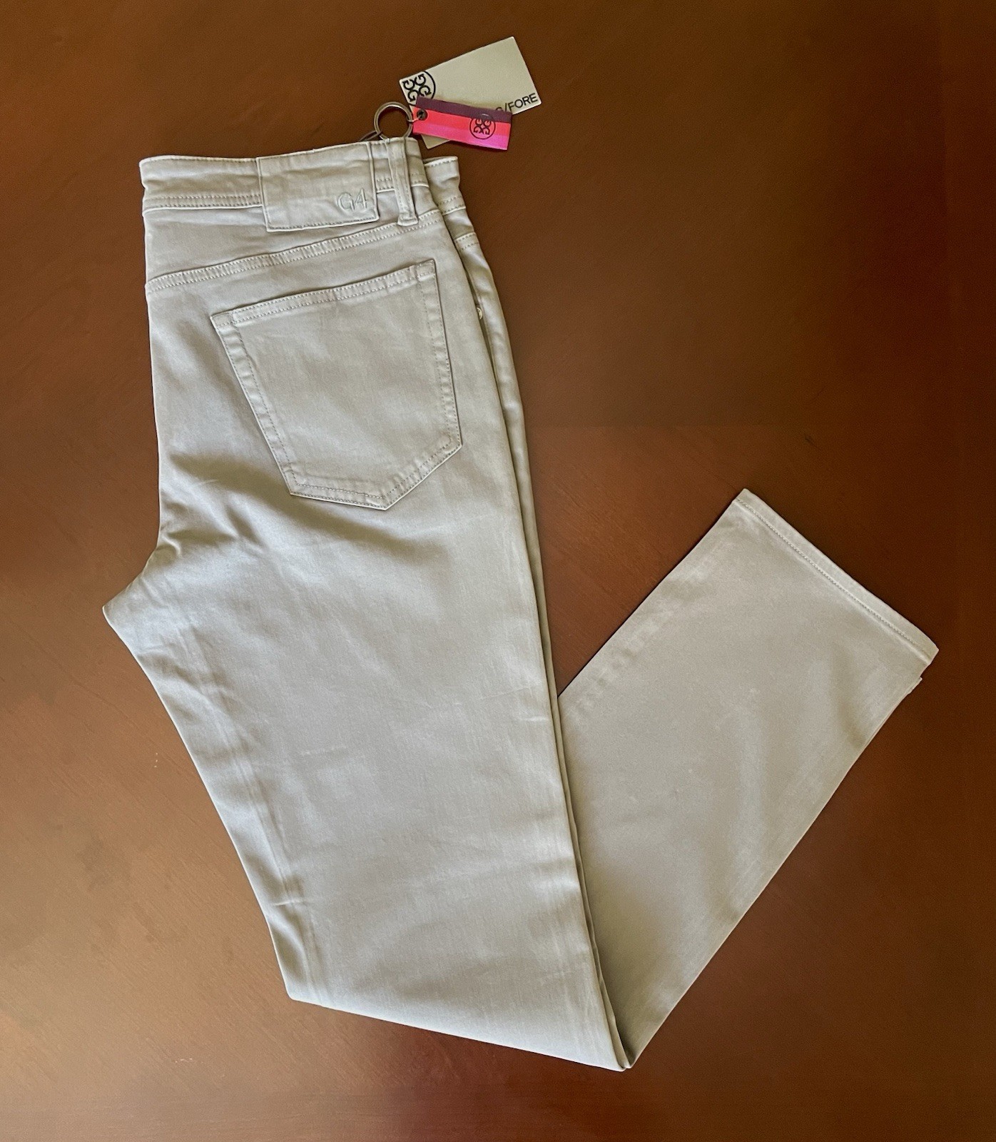 G/FORE Fore Play Men’s Slim Fit Gray Denim Jeans 5-Pocket Logo Mid Rise