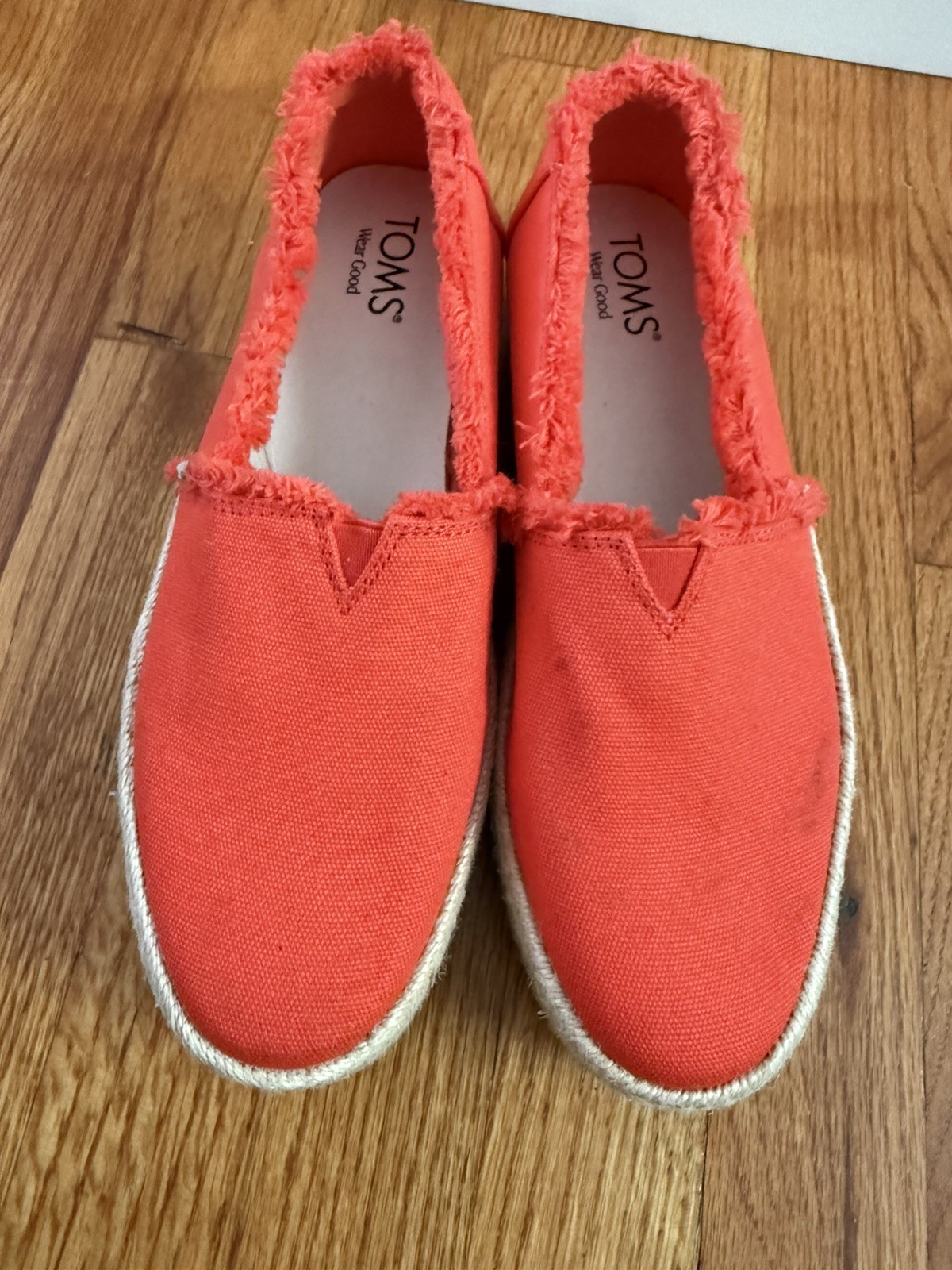 TOMS Women’s Platform Valencia Espadrille, Fabric Upper, Flame Canvas Fray Shoes
