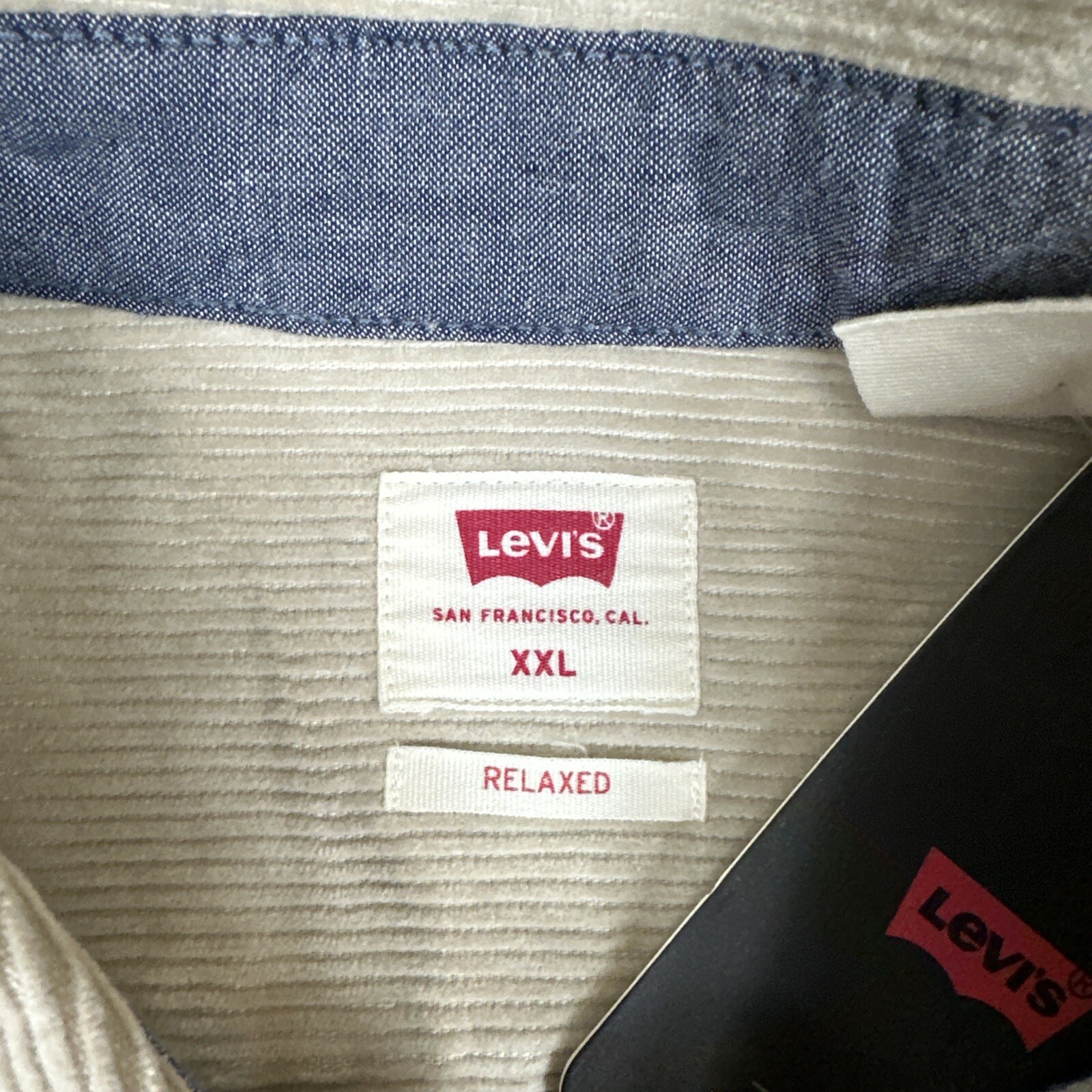 Levi’s The Worker Men’s Size 2XL Beige Corduroy Button Up Shirt Cotton Workwear