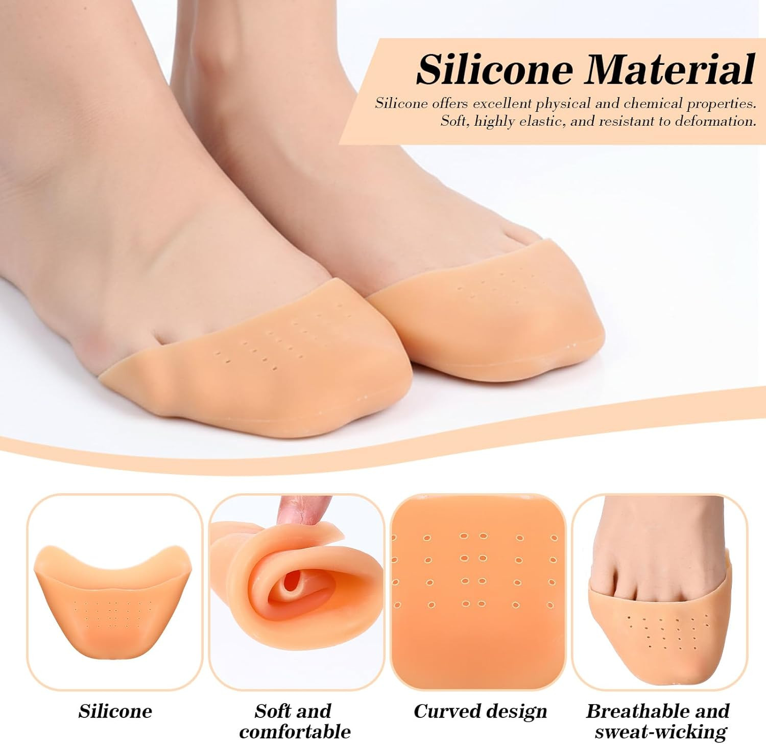 Toe Pads for Pointe Shoes, Silicone Ballet Dance Toe Pads with Breathable Hole S