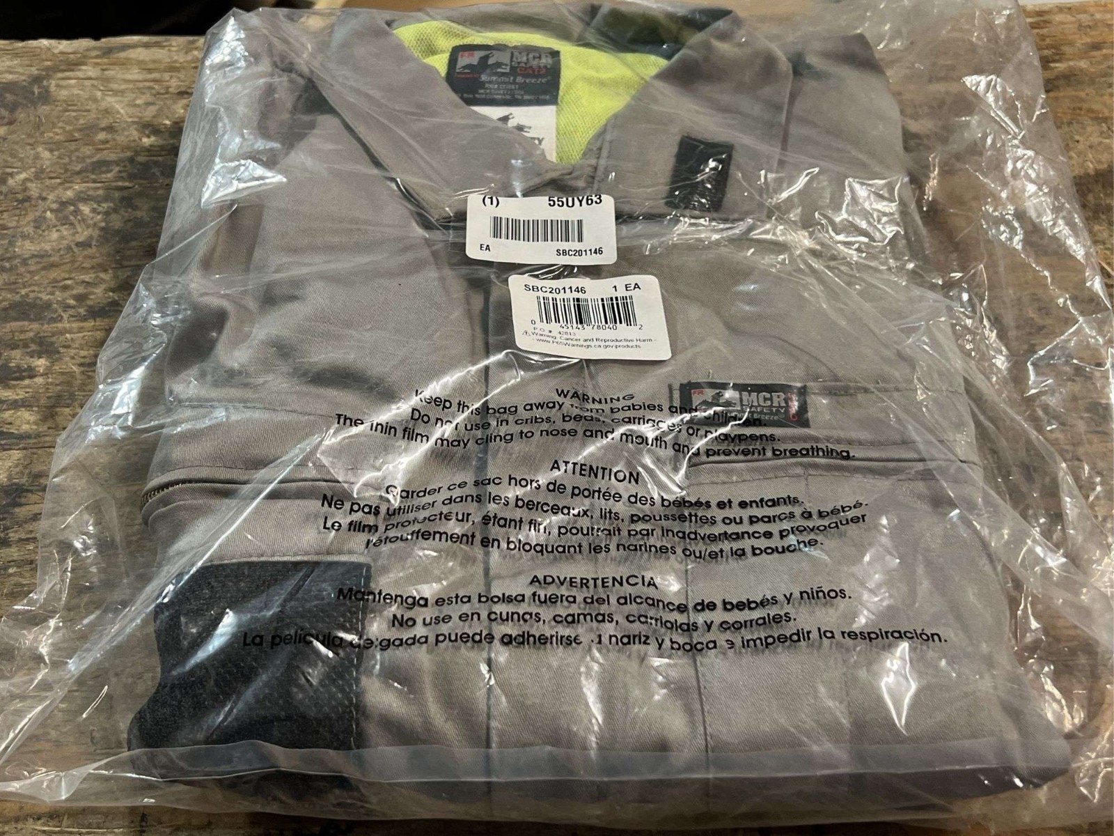 MCR Safety 44″ Size Large Gray Work Coveralls With Reflective Strips